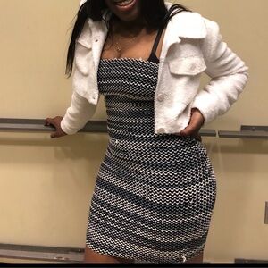 Woven tube mini dress